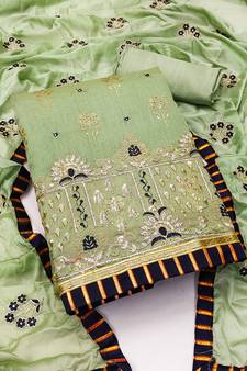 Olive embroidered cotton salwar