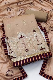 Beige embroidered cotton salwar