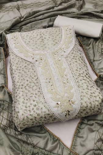 Light-green embroidered organza salwar