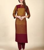 Maroon Colour Office Looks Woven Readymade Top Bottom Set