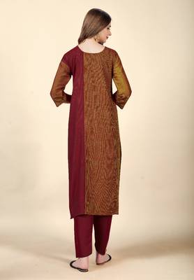Maroon Colour Office Looks Woven Readymade Top Bottom Set 2