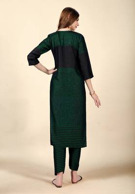 Green Colour Office Looks Woven Readymade Top Bottom Set 2