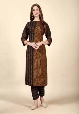 Black Colour Office Looks Woven Readymade Top Bottom Set 1