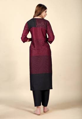 Pink Colour Office Looks Woven Readymade Top Bottom Set 2