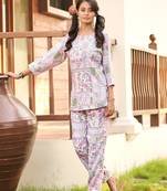 White Colour Stylish Casual Top Bottom Set For Girlish Looks
