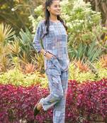 Blue Colour Stylish Casual Top Bottom Set For Girlish Looks