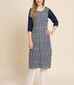 Blue Colour Beautiful Embroidered Kurti For Office Casual Looks