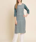 Grey Colour Beautiful Embroidered Kurti For Office Casual Looks