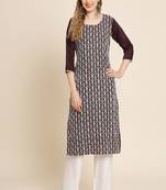 Coffee Colour Beautiful Embroidered Kurti For Office Casual Looks