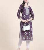Smart Georgette Purple Colour Embroidered Party Kurti