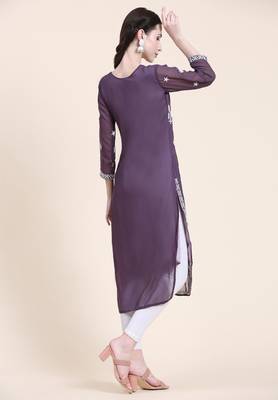 Smart Georgette Purple Colour Embroidered Party Kurti 2