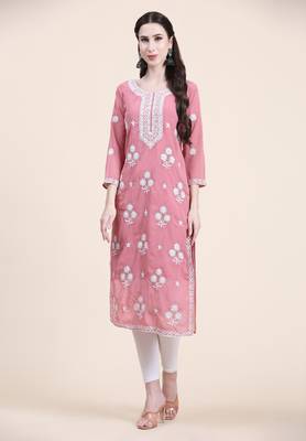 Smart Georgette Pink Colour Embroidered Party Kurti 1