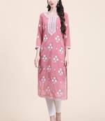 Smart Georgette Pink Colour Embroidered Party Kurti