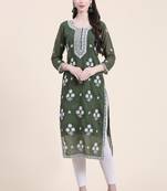 Smart Georgette Green Colour Embroidered Party Kurti
