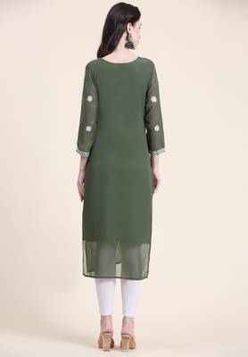 Smart Georgette Green Colour Embroidered Party Kurti 2