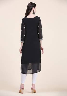 Smart Georgette Black Colour Embroidered Party Kurti 2