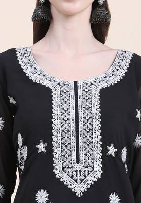 Smart Georgette Black Colour Embroidered Party Kurti 3