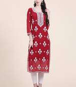 Smart Georgette Maroon Colour Embroidered Party Kurti