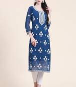 Smart Georgette Blue Colour Embroidered Party Kurti