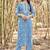 Sky Blue Colour Ethnic Thread Work Embroidery Kurti Bottom Set For Classy Looks