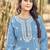 Sky Blue Colour Ethnic Thread Work Embroidery Kurti Bottom Set For Classy Looks