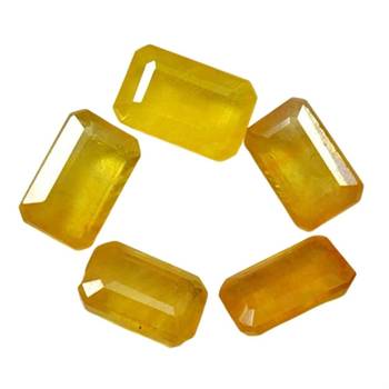 Natural Yellow Sapphire at Wholesale Rate 6.25 Ratti 5.68 Carat Rectangle Shape पुखराज Loose Gemstone Rashi Ratan 1 Pcs 2