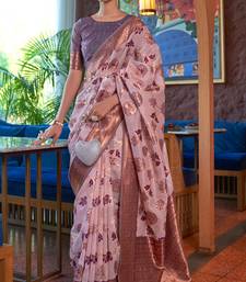 Purple kadwika Organza silk band banarasi style zari weaving saree with Blouse