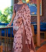 Purple kadwika Organza silk band banarasi style zari weaving saree with Blouse