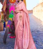 Kumbhi Grand Pink Women'S silk Blend Woven Designer Saree With For Blouse
