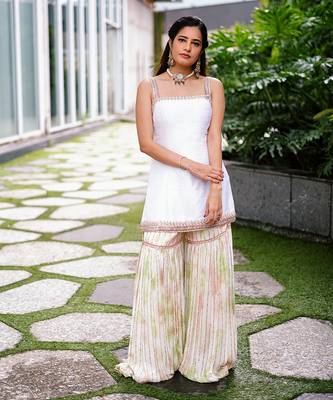 White Tie-Dye Sharara Set 1