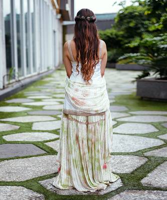 White Tie-Dye Sharara Set 3