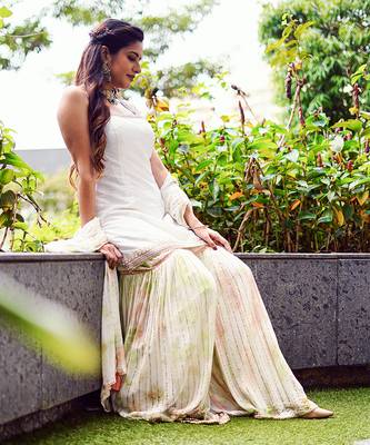 White Tie-Dye Sharara Set 4