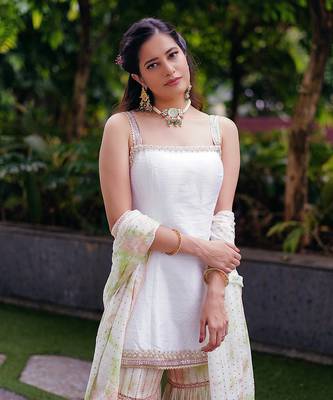 White Tie-Dye Sharara Set 5