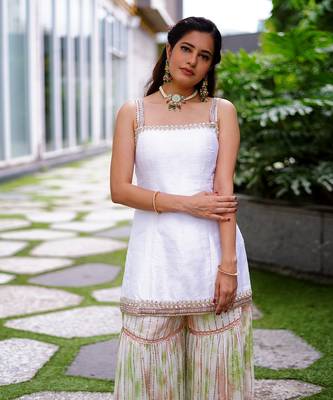 White Tie-Dye Sharara Set 6