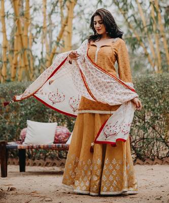 Mustard Printed Sharara Set 1