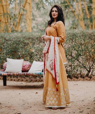 Mustard Printed Sharara Set 2