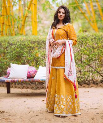 Mustard Printed Sharara Set 3