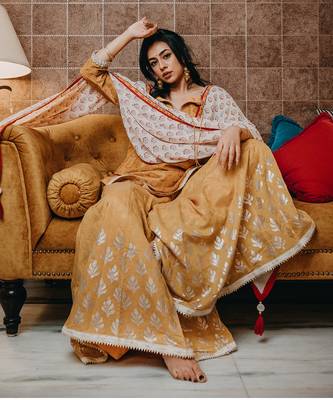 Mustard Printed Sharara Set 5
