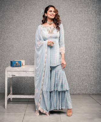 Blue Printed Sharara Set 2