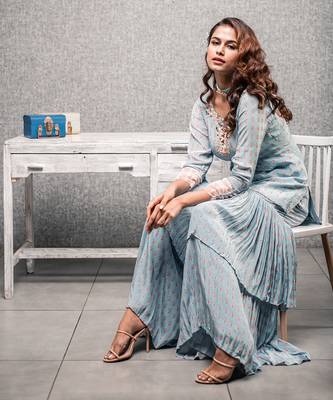 Blue Printed Sharara Set 3