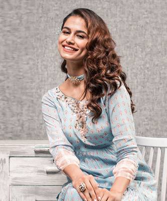 Blue Printed Sharara Set 4