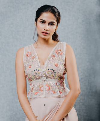 Peach Draped Skirt Set 3