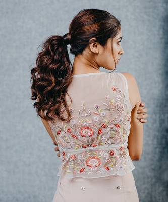 Peach Draped Skirt Set 4