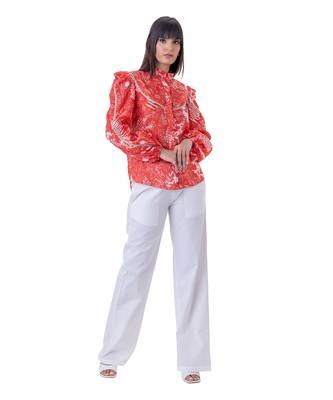 Red Linen Marie Top 2