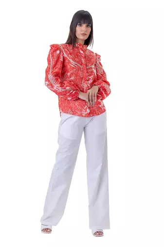Red Linen Marie Top