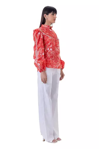 Red Linen Marie Top