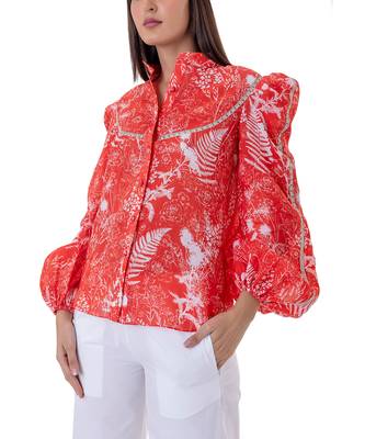 Red Linen Marie Top 4