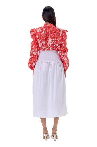 Red Linen Marie Top