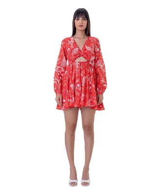 Red Linen Snow Dress 1