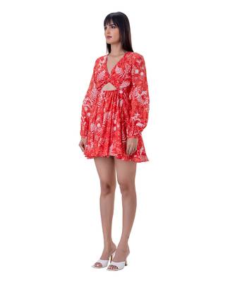 Red Linen Snow Dress 2